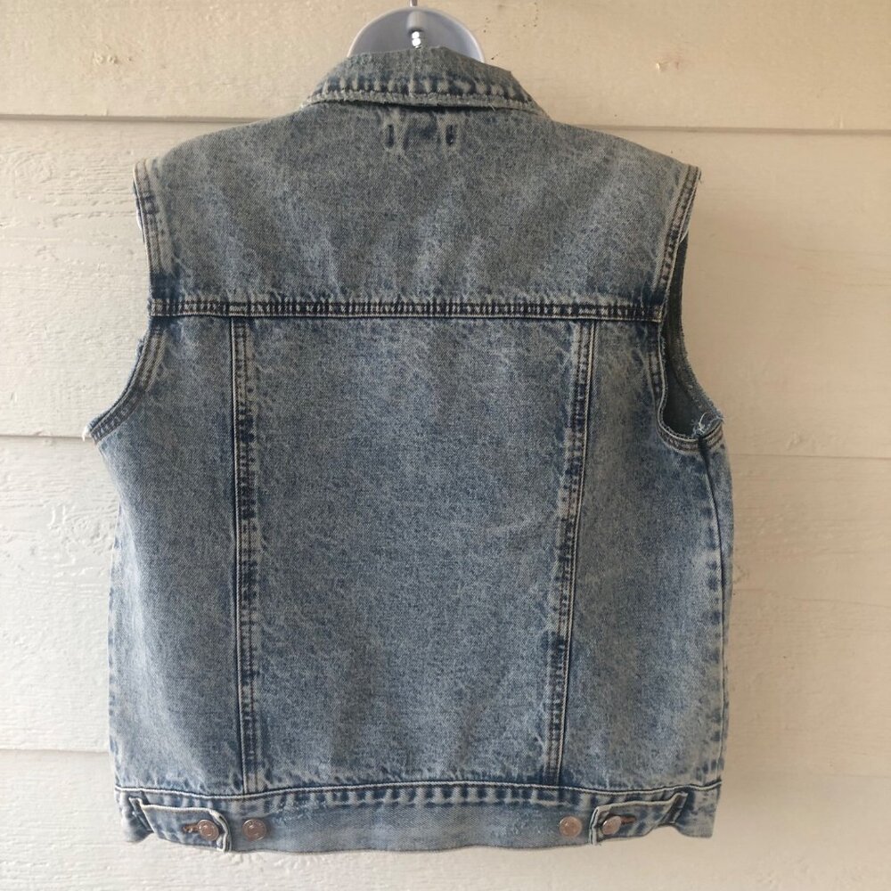 Forever 21 Sleeveless Button-Down Blue Denim Vest Size Small 100% Cotton - Picture 3 of 12